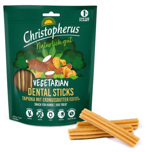 Christopherus vegetáriánus dental stick – tápióka mogyoróvajjal 250g